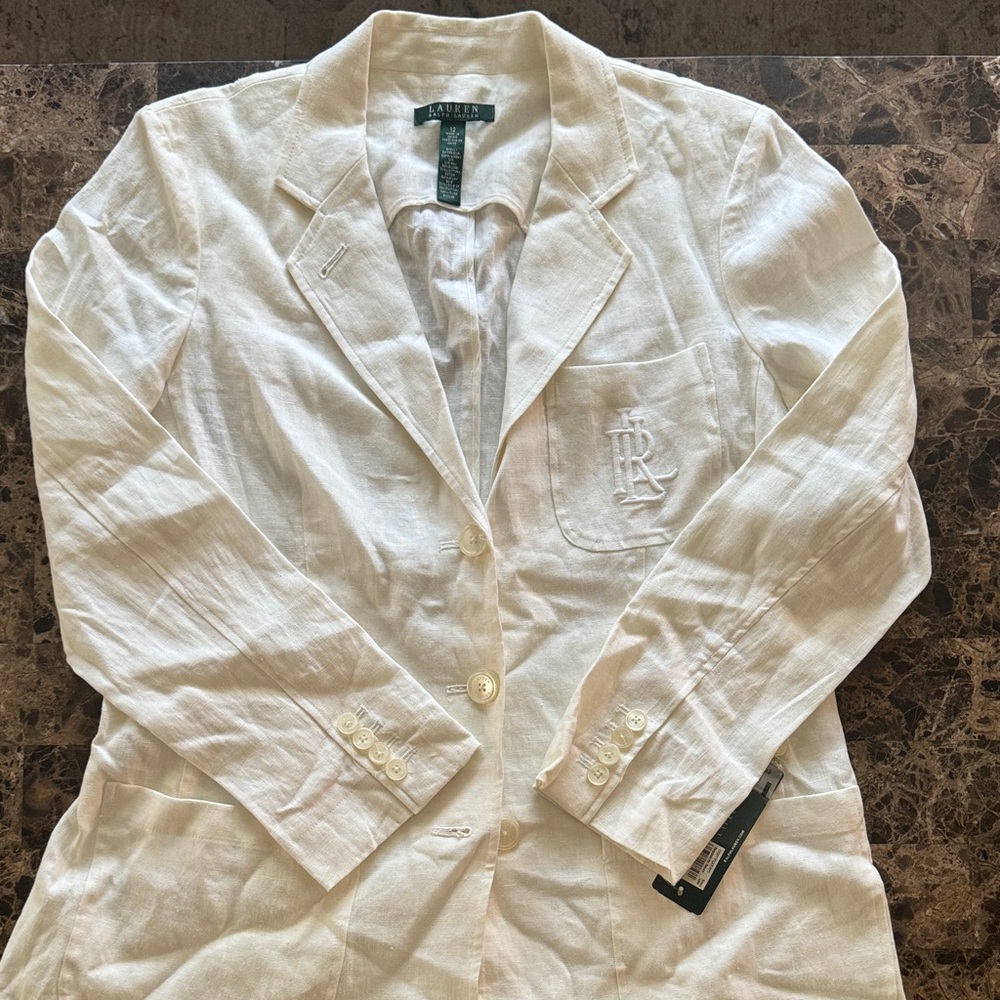 Ralph Lauren White 100% Linen Blazer